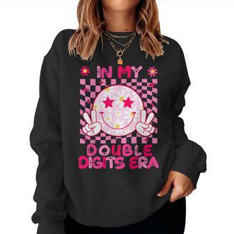 In My Double Digits Era Retro 10 Year Old 10Th Birthday Girl Women Sweatshirt - Thegiftio UK