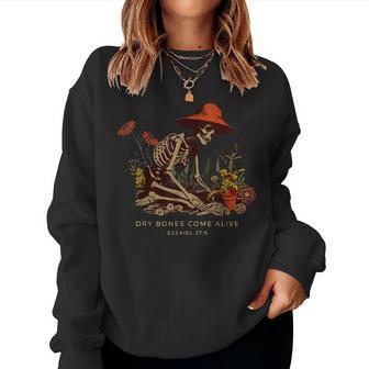 Dry Bones Come Alive Skeleton Flower Women Sweatshirt - Thegiftio UK