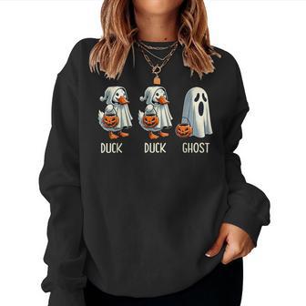 Duck Ghost Pun Trunk Or Treat Trick Or Treat Halloween Women Sweatshirt - Thegiftio UK