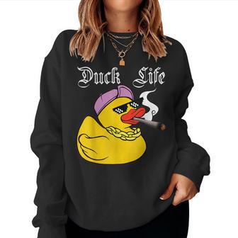 Duck Life Gangster Quietscheente Lustiges Ente Sweatshirt Frauen - Geschenkecke