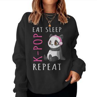 Eat Sleep K-Pop Repeat Kpop Panda Girls Women Women Sweatshirt - Thegiftio UK