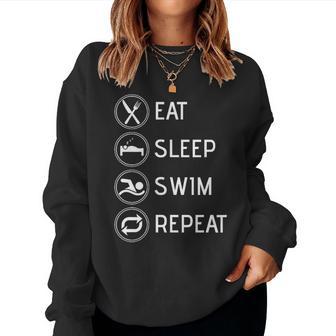 Eat Sleep Swim Repeat Cool Boys Girls Swimming Swimmer Women Sweatshirt - Thegiftio UK