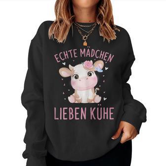 Echte Mädchen Lieben Kühe Cow Sweatshirt Frauen - Seseable