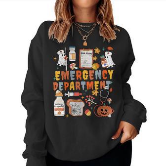 Emergency Department Er Nurse Halloween Spooky Season Women Sweatshirt - Thegiftio UK