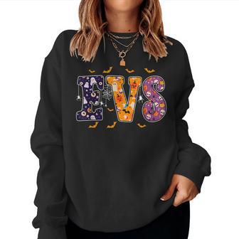 Evs Halloween Nurse Evs Cute Health Worker Halloween Pattern Women Sweatshirt - Thegiftio UK