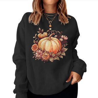Fall Autumn Pumpkin Graphic Vintage Thanksgiving Women Sweatshirt - Thegiftio UK
