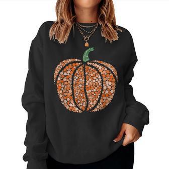 Fall Polka Dot Pumpkin Halloween Thanksgiving Autumn Pumpkin Women Sweatshirt - Monsterry