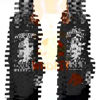 My Favorite Spirit Is Whiskey Halloween Party Drinking Ghost Women Sweatshirt - Monsterry