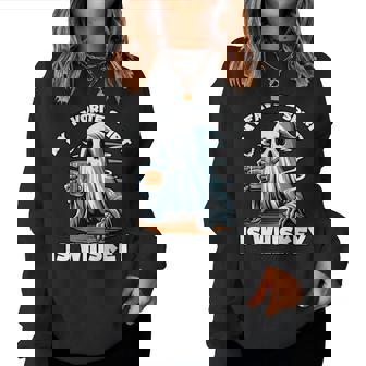 My Favorite Spirit Is Whiskey Ghost Drinking Whiskey Women Sweatshirt - Thegiftio UK