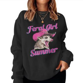 Feral Girl Summer Retro Possum Meme Women Sweatshirt - Thegiftio UK