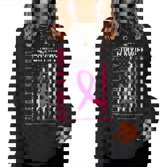 Her Fight Is My Fight I Wear Pink Wife Breast Cancer Flag Women Sweatshirt - Thegiftio UK