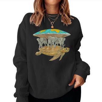 Flat Earth World Turtle T Turtle Women Women Sweatshirt - Thegiftio UK