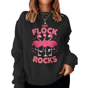 Our Flock Rocks Flamingo Fun Group Matching Women Sweatshirt - Thegiftio UK