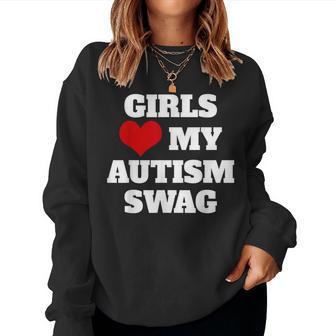 Autism Girls Love My Autism Swag Autism Women Sweatshirt - Thegiftio UK