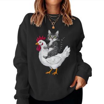 Cat On A Chicken Lover Women Sweatshirt - Thegiftio UK