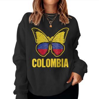 Colombia Butterfly Colombian Flag Women Women Sweatshirt - Thegiftio UK