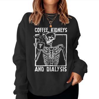 Dialysis Nurse Halloween Coffee Kidneys Dialysis Skull Women Sweatshirt - Thegiftio UK