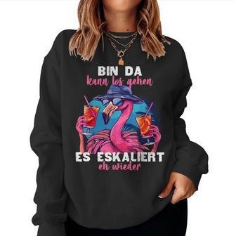 Flamingo Party Bin Da Kann Los Gehen Sweatshirt Frauen - Geschenkecke