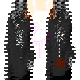 Flamingo Sugar Skull Apparel Day Of The Dead Women Women Sweatshirt - Monsterry