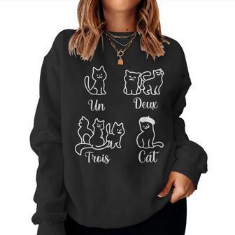 French Teacher Un Deux Trois Cat Family Cat Women Women Sweatshirt - Thegiftio UK