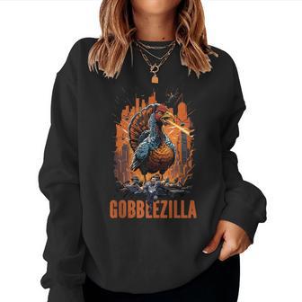 Gobblezilla Angry Turkey Thanksgiving Ns Women Sweatshirt - Monsterry