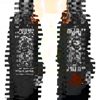 Graphic Hide Your Wife The Alpha Is Here Wolf Meme Women Sweatshirt - Seseable