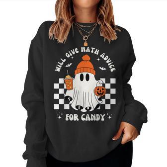 Math Teacher Halloween Ghost Math Lover Teachers Woman Women Sweatshirt - Thegiftio UK