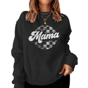 Retro Checkered Mama Race Vintage Mom Mother's Day Women Sweatshirt - Thegiftio UK