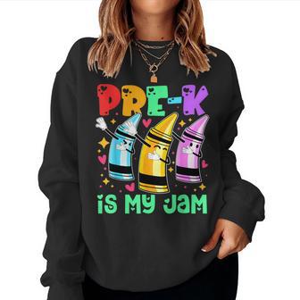 Team Pre-K Is My Jam Teacher Crayon Women Sweatshirt - Thegiftio UK