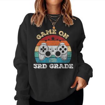 Game On 3Rd Grade Gamer Boys Back To School First Day Women Sweatshirt - Thegiftio UK