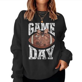 Game Day Football Season Football Bow Girls Women Women Sweatshirt - Thegiftio UK