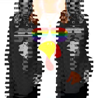 Gay Thanksgiving Day 2023 For Lgbt Gay Pride Rainbow Turkey Women Sweatshirt - Monsterry