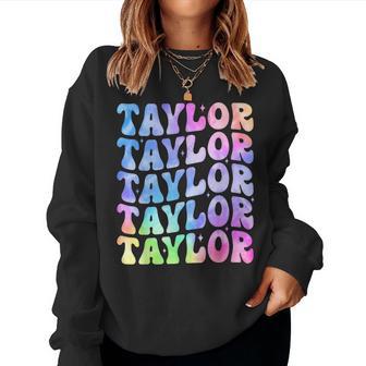 Girl Retro Taylor Personalized Name Birthday Groovy 70'S Women Sweatshirt - Thegiftio UK