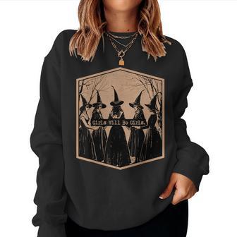 Girl Will Be Girl Witch Witchy Vibes Halloween Women Sweatshirt - Thegiftio UK