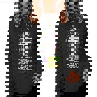 Glow For Jesus Christian Cross Jesus Christ Bible Lover Women Sweatshirt - Monsterry