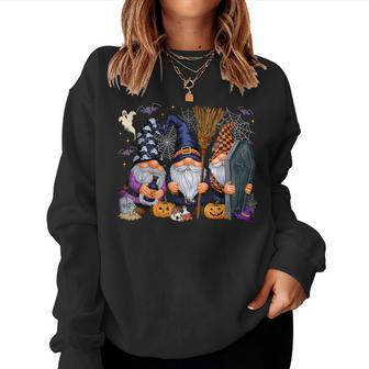 Gnome Witch Halloween Pumpkin Autumn Fall Holiday 2024 Women Sweatshirt - Thegiftio UK