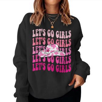 Lets Go Girls Retro Cowgirl Western Bachelorette Party Women Sweatshirt - Thegiftio UK