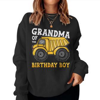 Grandma Of The Birthday Boy Kid Construction Truck Birthday Women Sweatshirt - Thegiftio UK