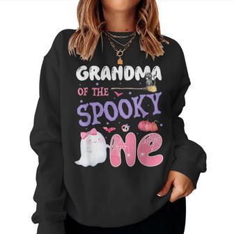 Grandma Of The Spooky One 1St Birthday Halloween Pink Ghost Women Sweatshirt - Thegiftio UK