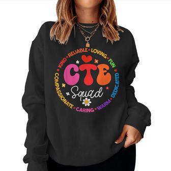Groovy Cte Squad Teacher Back To School Teachers Students Women Sweatshirt - Thegiftio UK