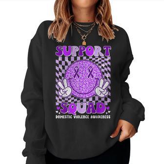 Groovy Domestic Violence Awareness Support Squad Women Sweatshirt - Thegiftio UK