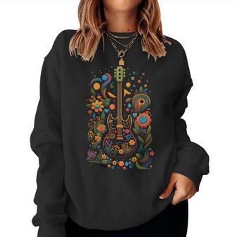 Groovy Guitar Guitarist Rock Concert Festival Guitar Women Sweatshirt - Thegiftio UK
