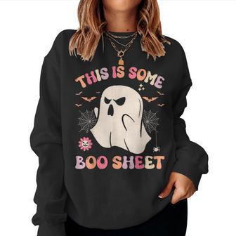 Groovy Halloween Boo Ghost Costume This Is Some Boo Sheet Women Sweatshirt - Monsterry