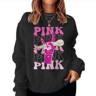 Groovy Pink Personalized Name Pink Retro For Women Women Sweatshirt - Thegiftio UK