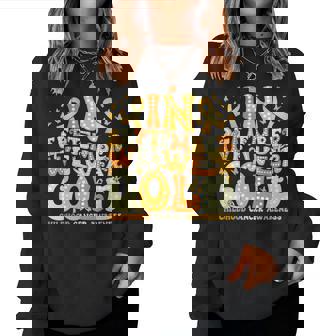 Groovy In September We Wear Gold Childhood Cancer Awareness Women Sweatshirt | Mazezy