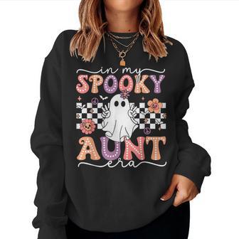 Groovy In My Spooky Aunt Era Retro Auntie Halloween Ghost Women Sweatshirt - Thegiftio UK