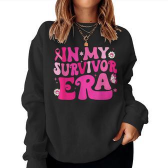 Groovy In My Survivor Era Pink Ribbon Breast Cancer Women Women Sweatshirt - Thegiftio UK
