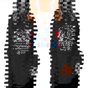 Groovy Veterinary Squad Vet Tech Usa Flag 4Th Of July Women Sweatshirt - Thegiftio UK