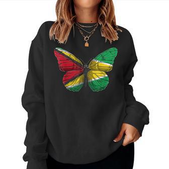 Guyana Butterfly Patriotic Guyanese Flag Women Sweatshirt - Thegiftio UK