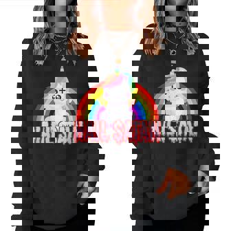 Hail Satan Unicorn Satanic Rainbow Death Metal Women Sweatshirt - Monsterry